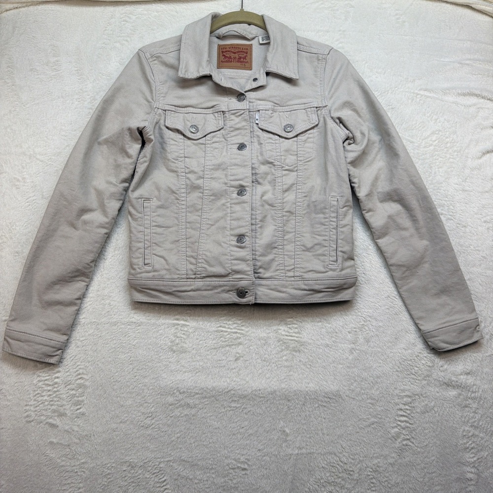 Levis White Tab Trucker Jacket Womens Small Beige Denim Y2K Classic